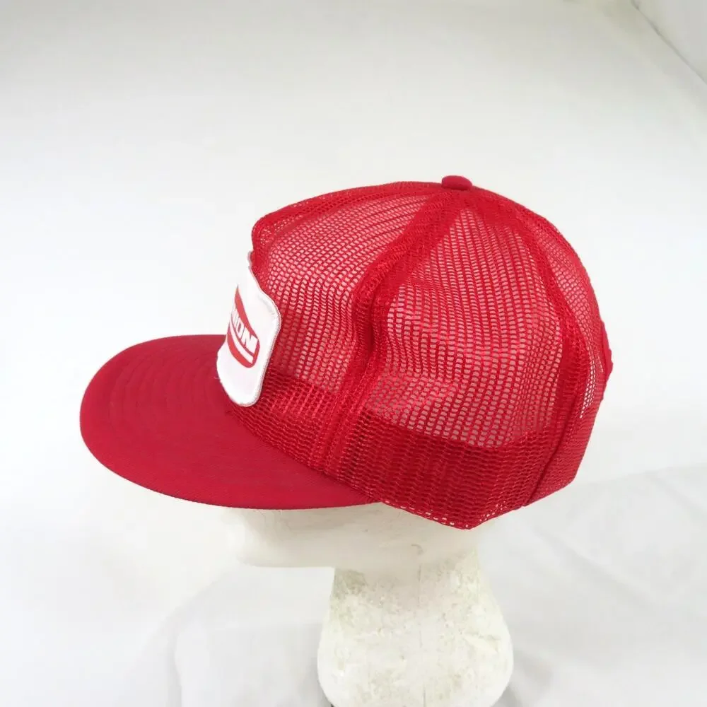 Runnion Trucker Hat Louisville Mfg Cap Red White Made in USA Mesh Snapback 1980s
